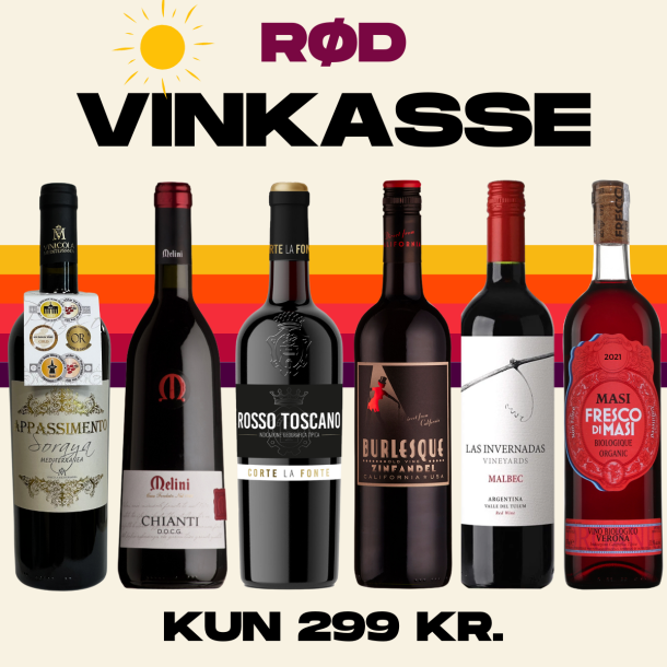 Rd Vinkasse - 6 flasker KUN 299 kr.