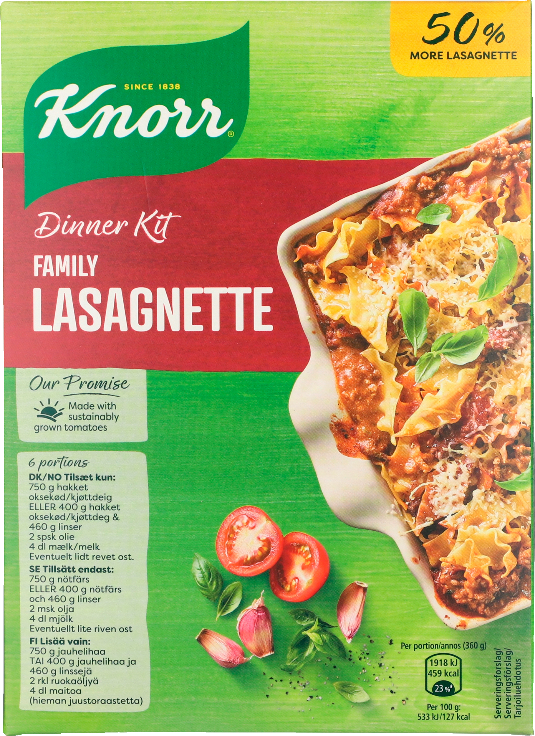 Knorr Dinner Kit Familielasagnette 335 g. - MIDDAGSRETTER - VIN MED MERE .DK