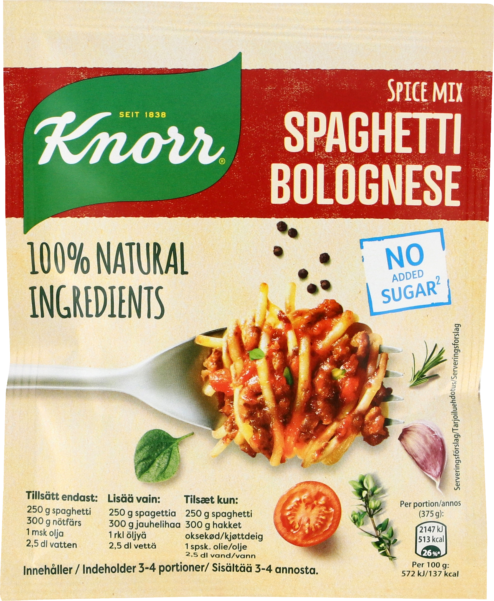 Knorr Spice Mix Italian Bolognese g. - NEMME RETTER - VIN MERE .DK