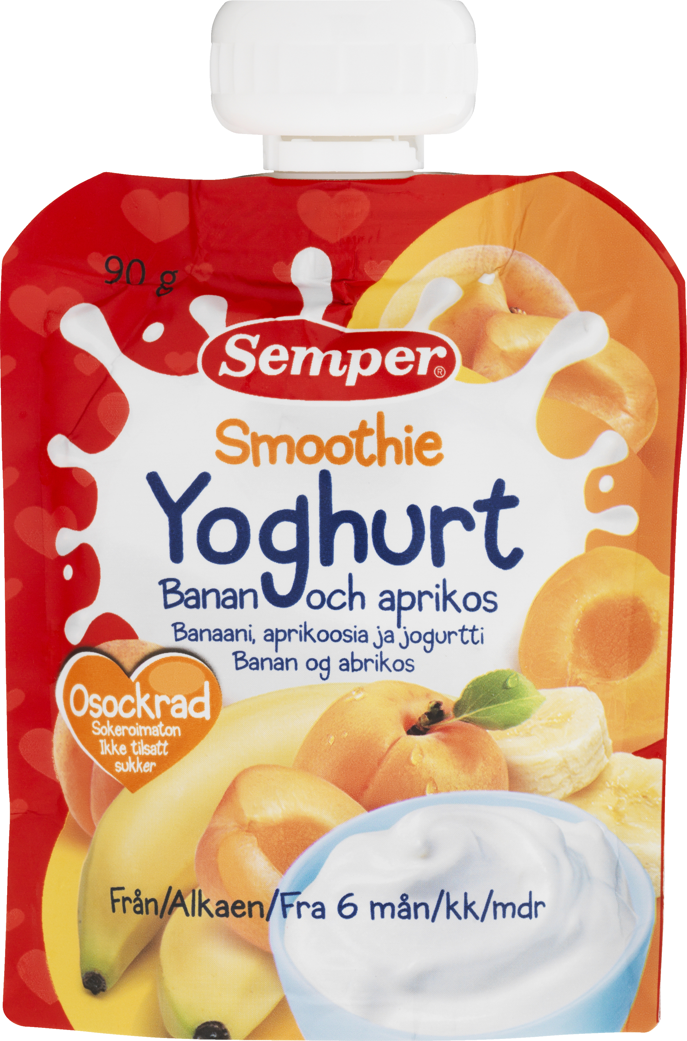 Semper Smoothie Yoghurt Banan & Abrikos 6 mdr. - SEMPER SMOOTHIE &  FRUGTPURÉ - VIN MED MERE .DK