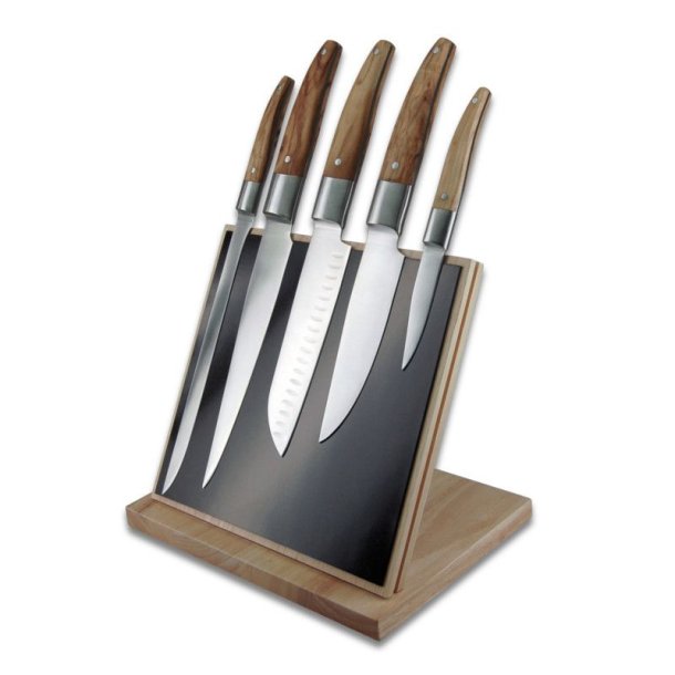 Laguiole Expression Chef Magnetisk knivblok m. 5 kokkeknive