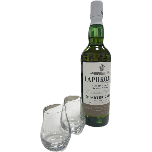 Laphroaig Quarter Cask Whisky 70 cl. inkl. 2 glas i gaveæske - 48%