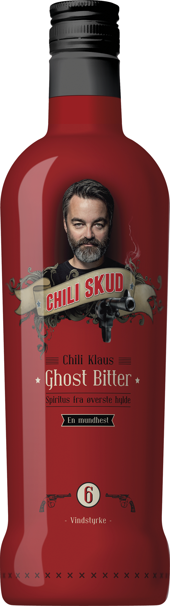 Blænding mod Strålende Chili Klaus Chili Skud Ghost Bitter Vindstyrke 6, 70 cl. - 20% - SHOTS -  VIN MED MERE .DK