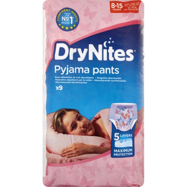 DryNites Natunderbukser Pige 8-15 r 9 stk.