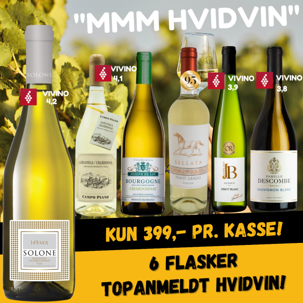 Hvid Smagekasse - 6 flasker KUN 399 kr.