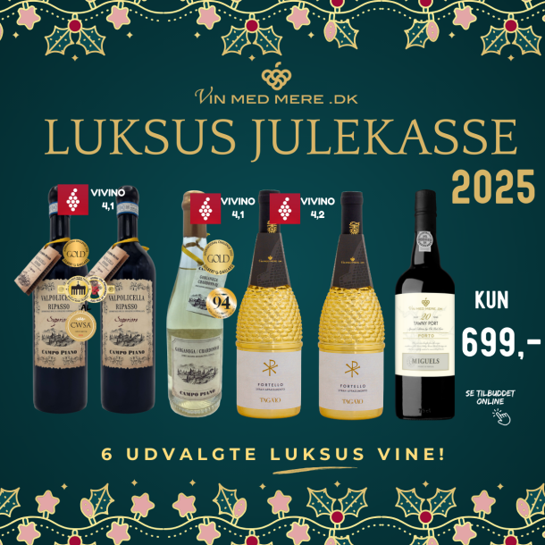 Julekassen 2025 - 5 flasker RIGTIG dejlig vin og en Miguels Portvin