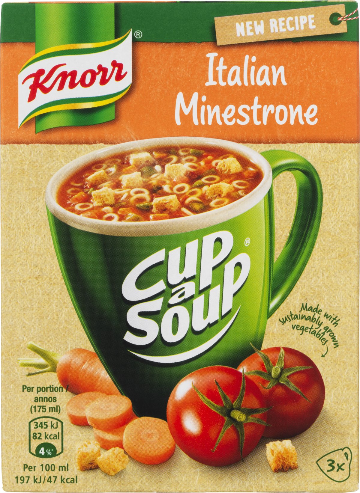 Knorr Cup a Soup Italiensk Minestronesuppe Pulver 3x19 g. SUPPE VIN
