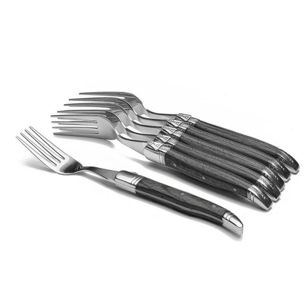 Laguiole gaffelst m. 6 stk. i sort