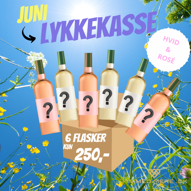 HVID/ ROSÉ LYKKEKASSE JUNI - 6 flasker KUN 250 kr.