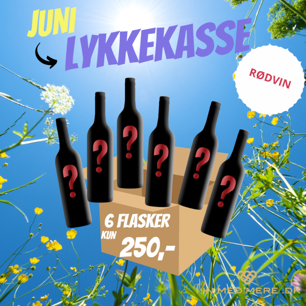 RØD LYKKEKASSE JUNI - 6 flasker KUN 250 kr.