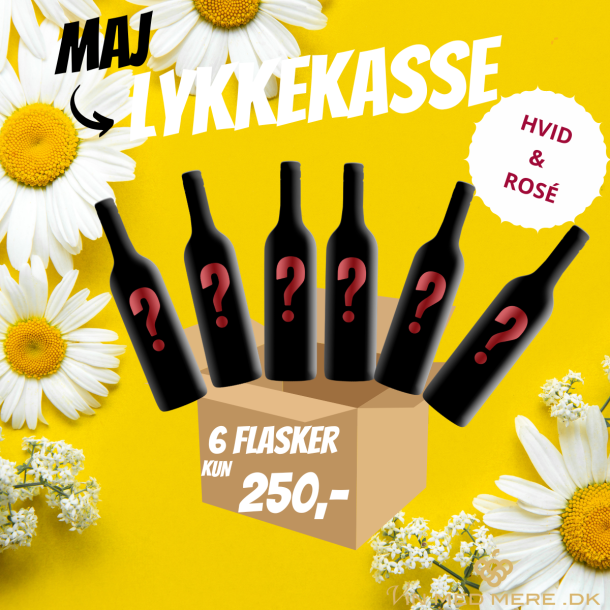 HVID/ ROSÉ LYKKEKASSE MAJ - 6 flasker KUN 250 kr.