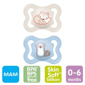 MAM Mini Air Sutter Silikone 0-6 mdr. 2 stk. - Dreng 