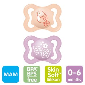 MAM Mini Air Sutter Silikone 0-6 mdr. 2 stk. - Pige  