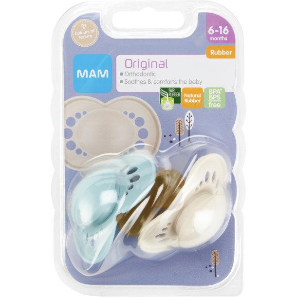 MAM Original Sutter Naturgummi 6-16 mdr. 2 stk. - Dreng 