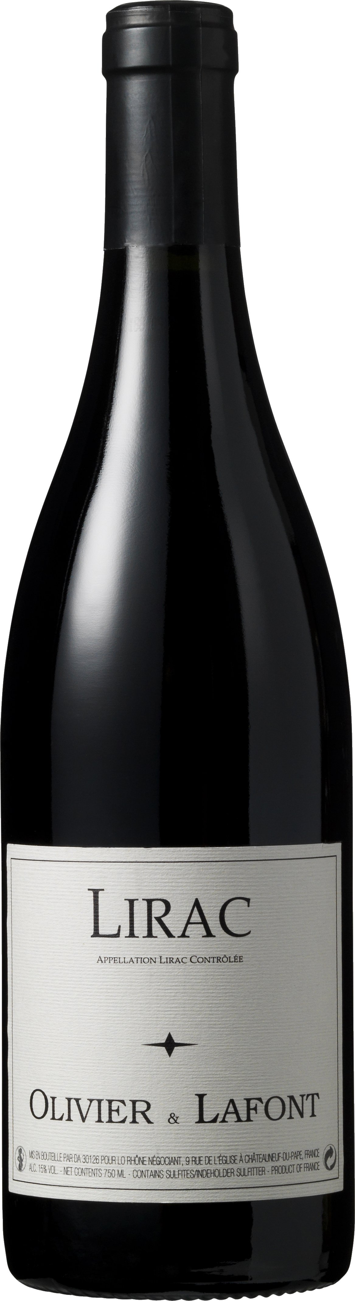 Olivier & Lafont Lirac Rouge 75 cl. 14,5 RHÔNE RØDVINE VIN MED