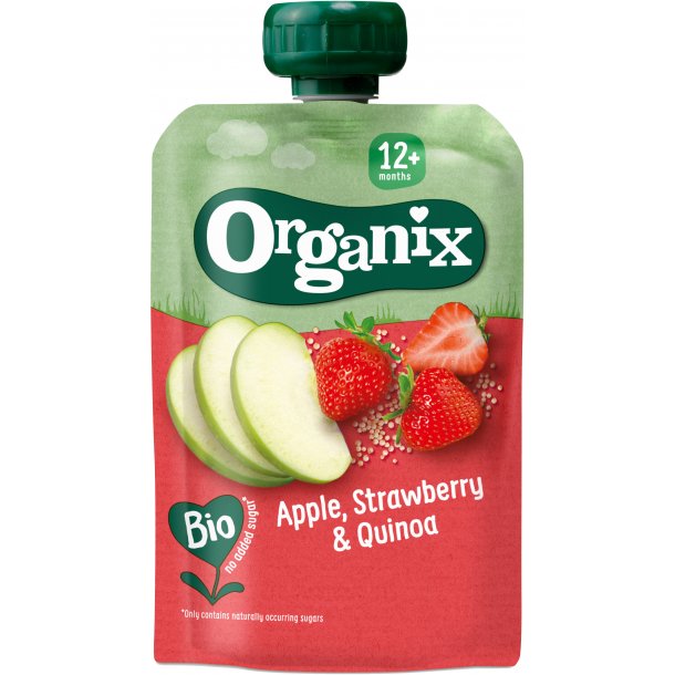 Organix Apple, Strawberry & Quinoa ko Klemmepose 12 mdr.
