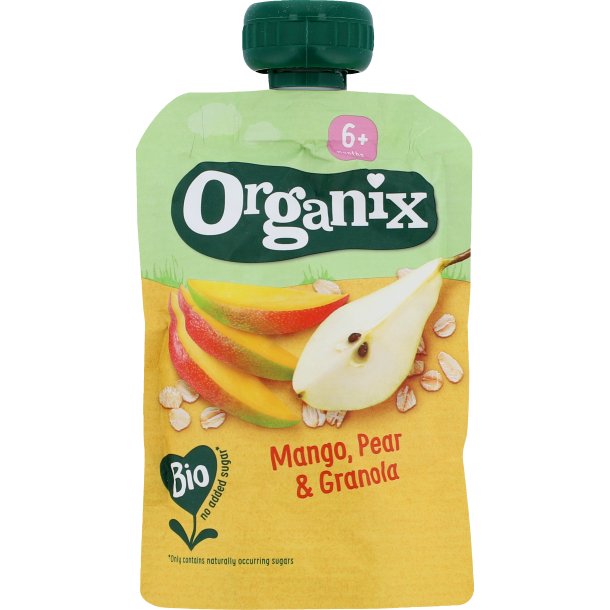 Organix Mango, Pear & Granola ko Klemmepose 6 mdr.