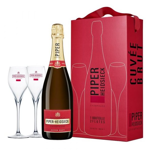 Marvel laver mad forfader Piper-Heidsieck Champagne Cuvée Brut 75 cl. + 2 glas i gaveæske -  MOUSSERENDE VIN - VIN MED MERE .DK
