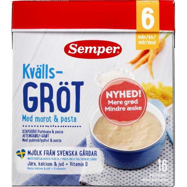 Semper Aftengrød Gulerod & Pasta 6 mdr.