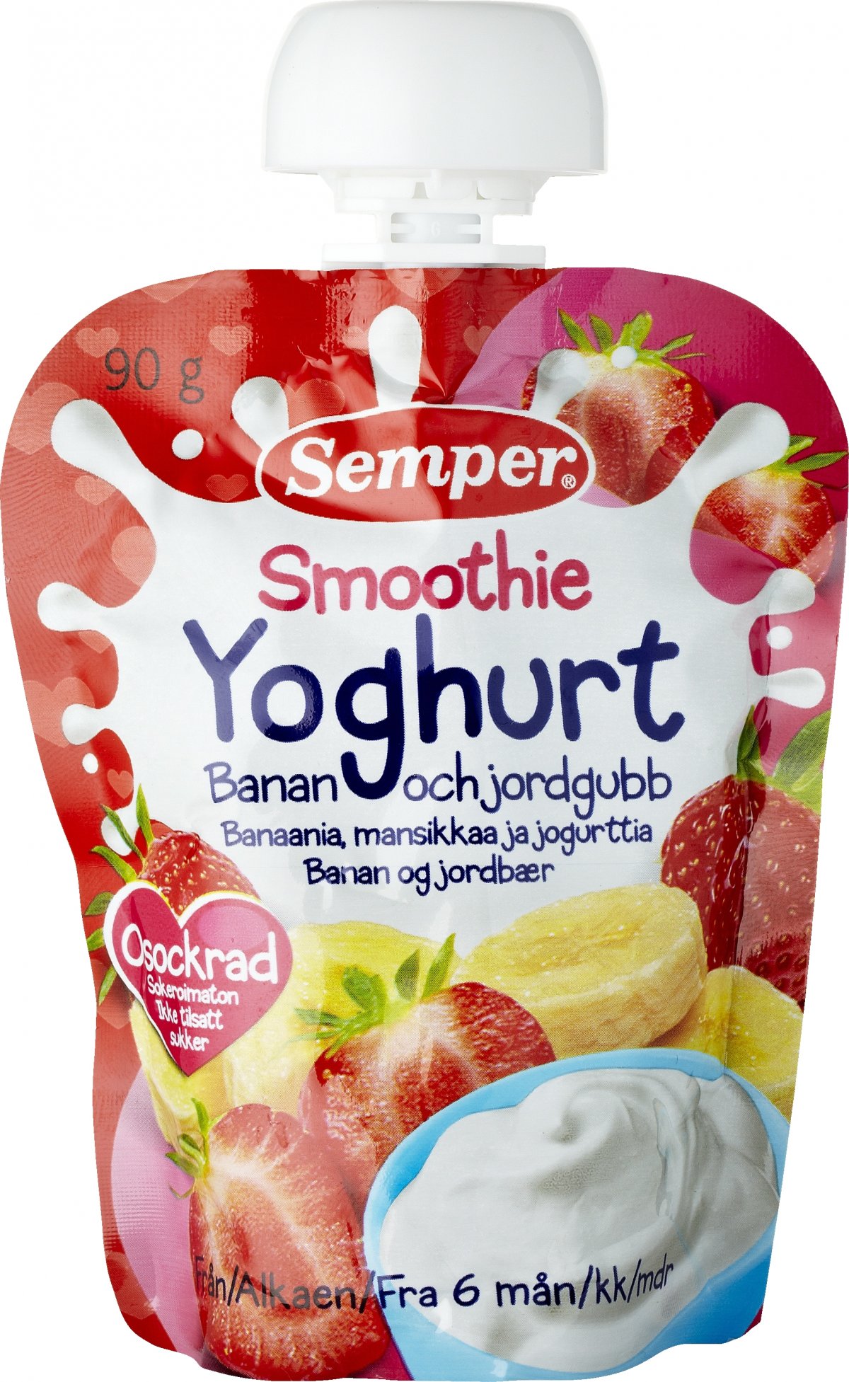 Semper Smoothie Yoghurt Banan & Jordbær 6 mdr. - SEMPER SMOOTHIE &  FRUGTPURÉ - VIN MED MERE .DK