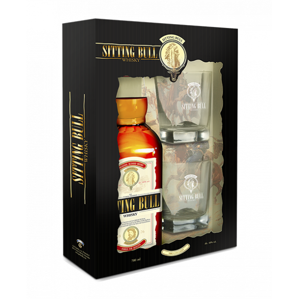 Sitting Bull Whisky Gaveske m. 2 glas 70 cl. - 40%