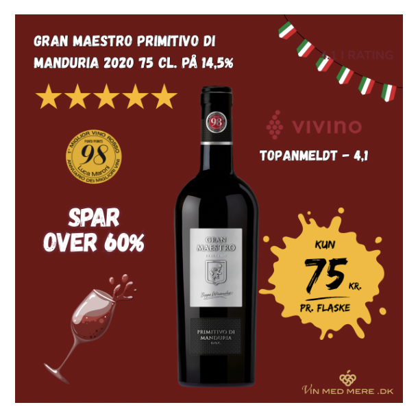 Gran Maestro Primitivo di Manduria 2020 75 cl. 14,5%
