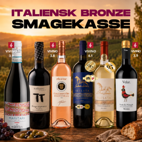 ITALIENSK SMAGEKASSE BRONZE - 6 flasker - KUN 299 KR.