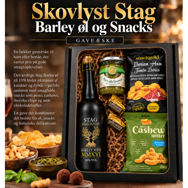 Skovlyst Stag Barley �l og Snacks Gave�ske 269 kr.