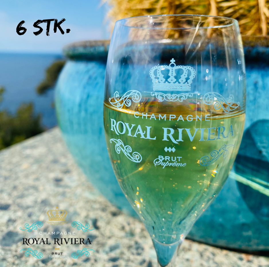 Blacken For det andet Forgænger Champagneglas Royal Riviera 6 STK. med logo - TILBEHØR TIL CHAMPAGNE - VIN  MED MERE .DK