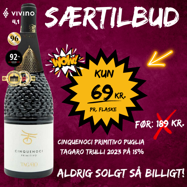 Cinquenoci Primitivo Puglia TAGARO Trulli 2023 p� 15%