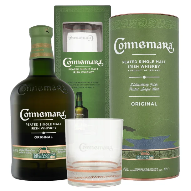 Connemara Peated Single Malt Irish Whiskey + glas 70 cl. - 40%