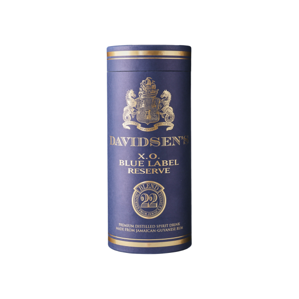 Davidsens XO Blue Label Rom 22 rs 70 cl. 42% i flot gaverr