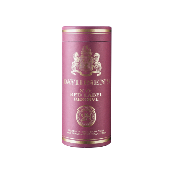 Davidsens XO Red Label 28 rs Rom 70 cl. 45% i flot gaverr