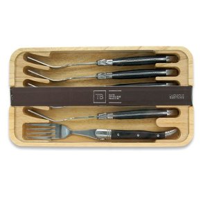 Laguiole gaffelsæt m. 6 stk. i sort
