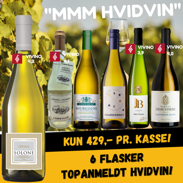 Hvid Smagekasse - 6 flasker KUN 429 kr.