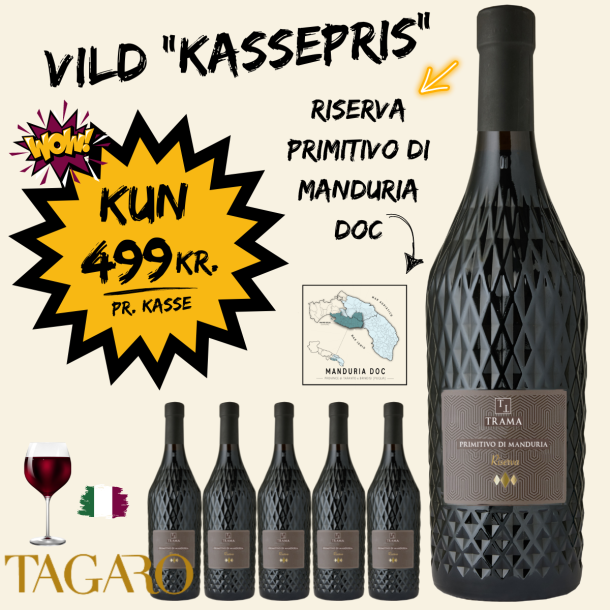 TAGARO Riserva Primitivo Di Manduria Diamond Trama - 1 kasse til KUN 499 kr. og fri fragt