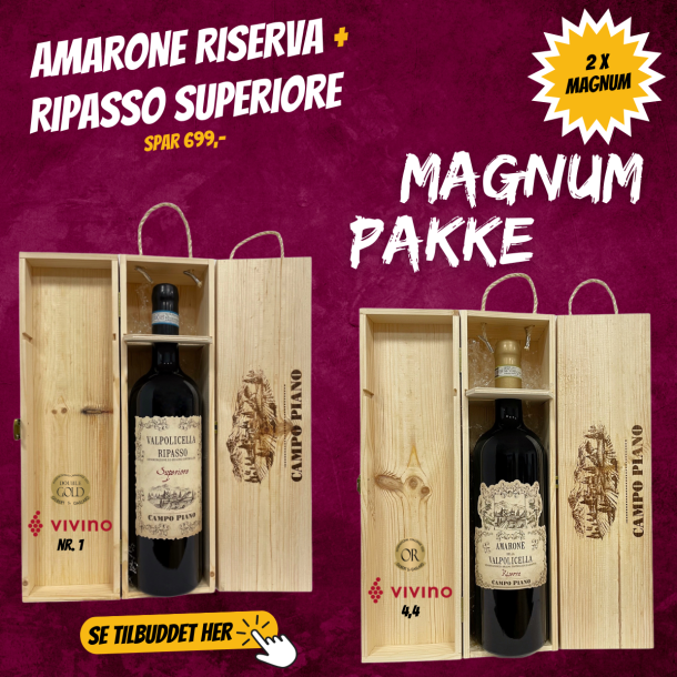 MAGNUM pakke med Amarone + Ripasso i trkasse