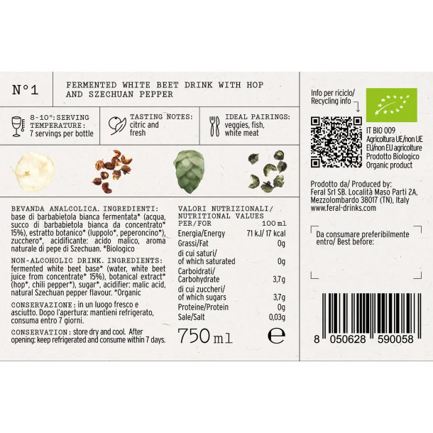 Feral NO 1 alkoholfri hvidvin 75 cl. 0,0%