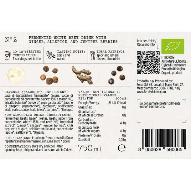 Feral No 2 Alkoholfri hvidvin 75 cl. 0,0%