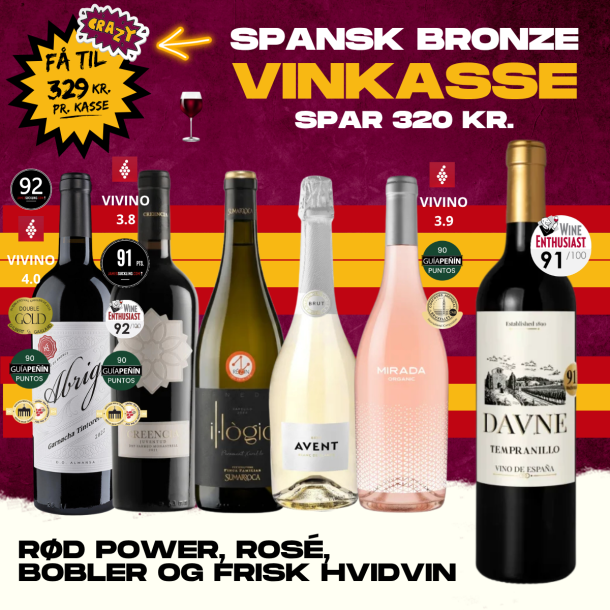 SPANSK SMAGEKASSE BRONZE - 6 flasker - KUN 329 KR.