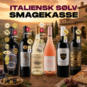 ITALIENSK SMAGEKASSE S�LV - 6 flasker KUN 499 KR.