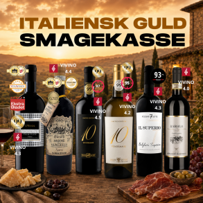 ITALIENSK SMAGEKASSE GULD - 6 flasker KUN 999 KR.