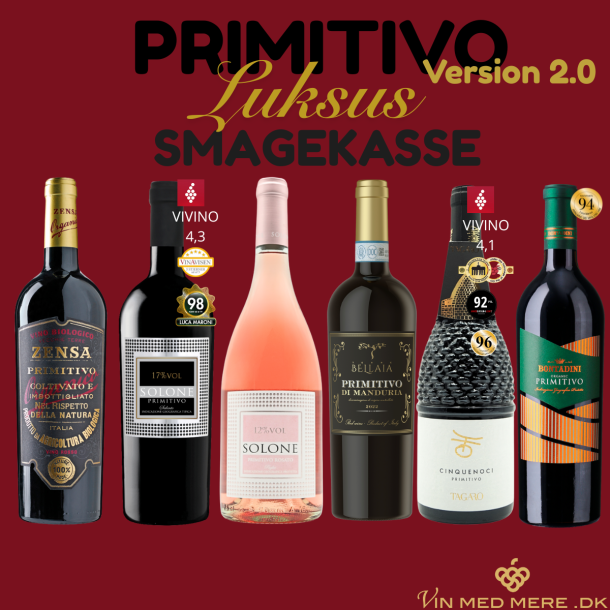 LUKSUS Primitivo Smagekasse m. 6 flasker Version 2.0