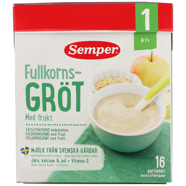 Semper Fuldkornsgrød frugt 12 mdr.