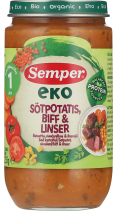 Semper Søde Kartofler, Oksekød, Linser Glas 12 mdr.