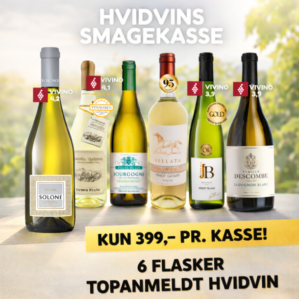 Hvid Smagekasse - 6 flasker KUN 399 kr.