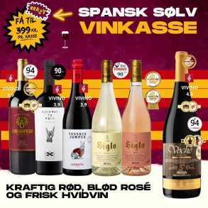 SPANSK SMAGEKASSE S�LV - 6 flasker - KUN 399 KR.