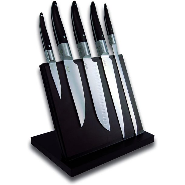 Laguiole Expression Chef magnetisk knivblok m. 5 kokkeknive sort