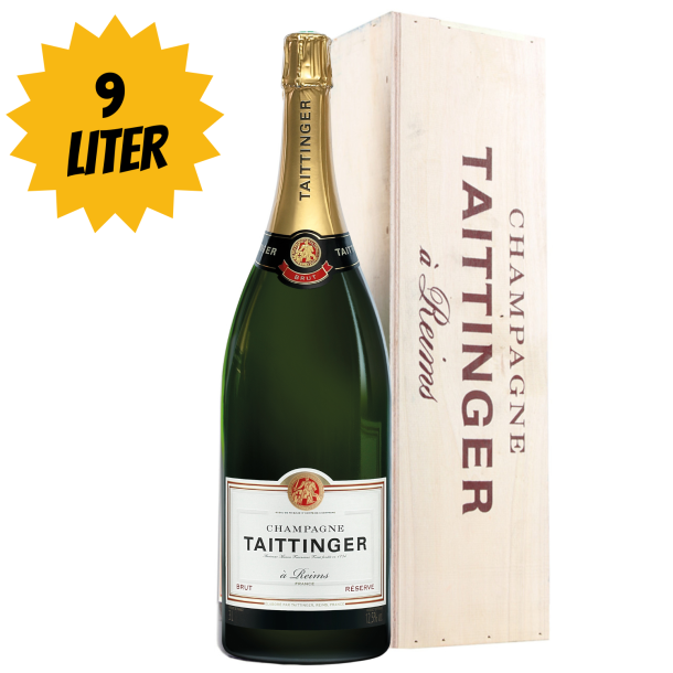 Champagne Taittinger Brut Réserve Salmanazar 9 LITER i trækasse