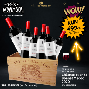 *6 FLASKER* Château Tour Saint Bonnet Médoc 2020 Cru Bourgeois i orig. Trækasse